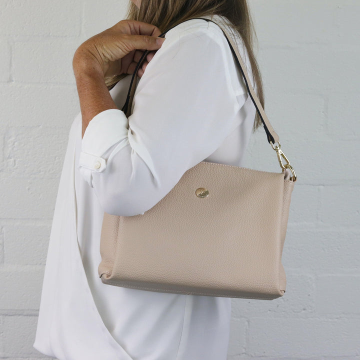 Willow & Zac Nina leather shoulder bag nude