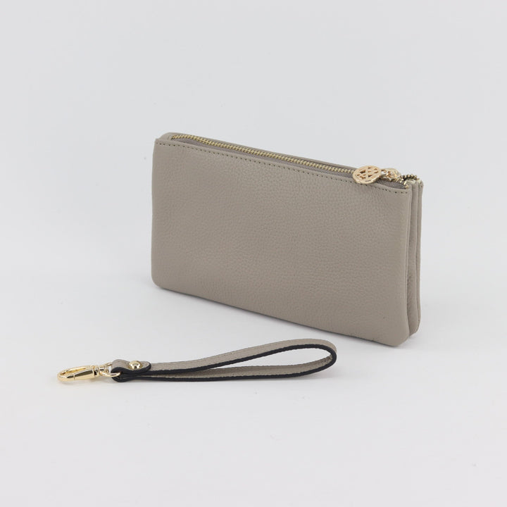 Willow & Zac Polly leather wristlet clutch ash #colour_ash
