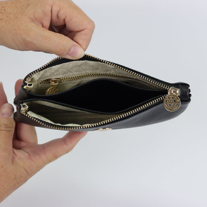 Willow & Zac Polly suede leather wristlet clutch pearl grey #colour_pearl-grey