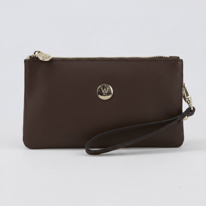 Willow &amp; Zac Polly leather  wristlet clutch ash 