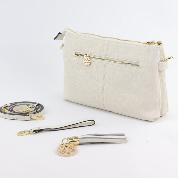 Willow & Zac Ruby leather clutch crossbody bag ivory #colour_ivory