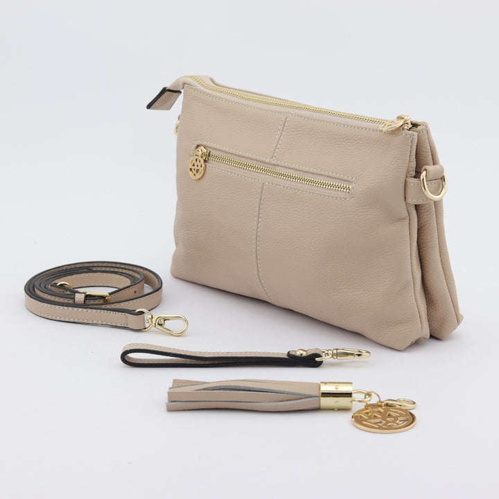 Willow & Zac Ruby leather clutch crossbody bag nude #colour_nude