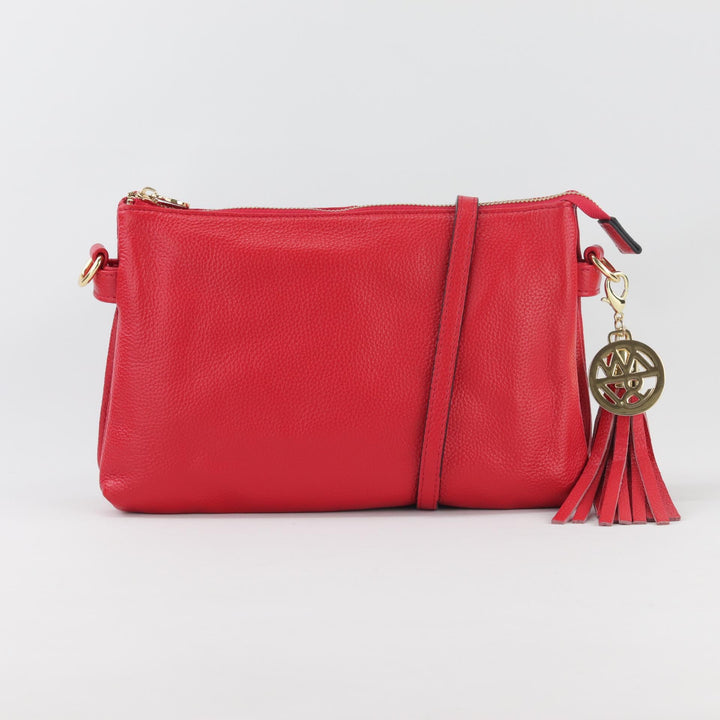 Willow & Zac Ruby leather clutch crossbody bag red #colour_red
