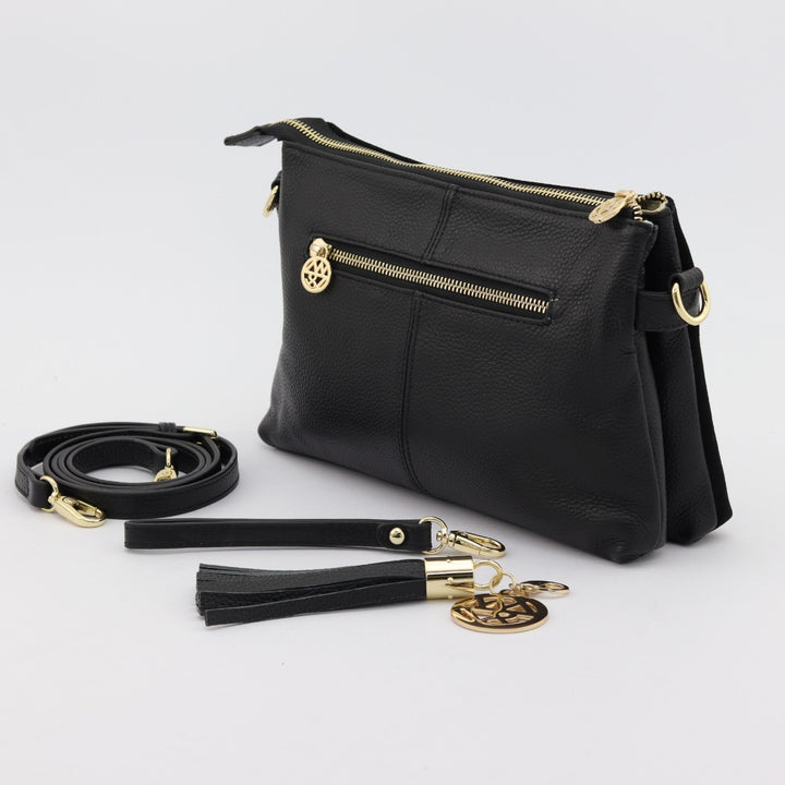 Willow & Zac Ruby leather clutch crossbody bag black #colour_black