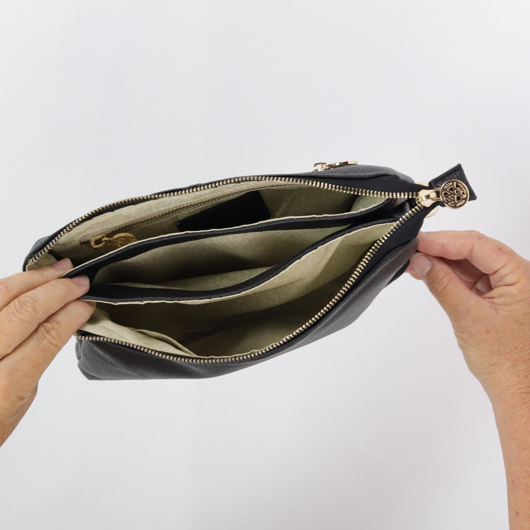 Willow & Zac Ruby leather clutch crossbody bag olive #colour_olive