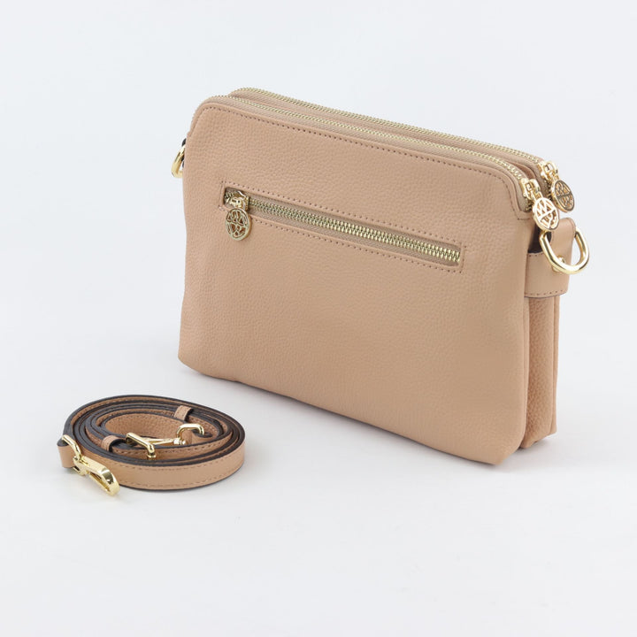 Willow & Zac Trisha leather crossbody sandstone #colour_sandstone