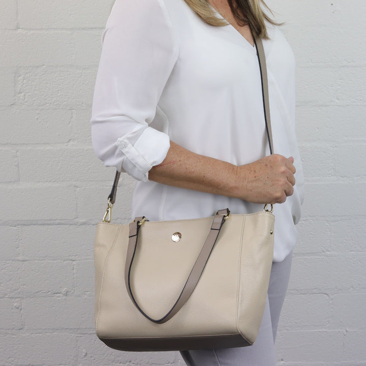 Reanna vanilla taupe leather tote DISCONTINUED