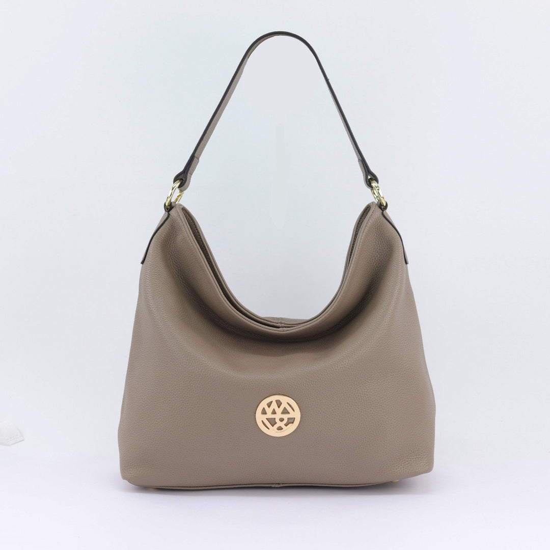 Willow & Zac Amber leather hobo fog front view#colour_fog