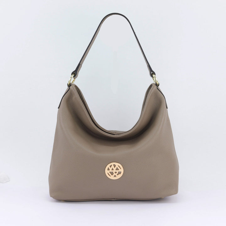 Willow & Zac Amber leather hobo fog front view#colour_fog
