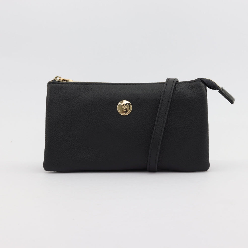 Willow & Zac Evie pebbled leather clutch crossbody black #colour_black