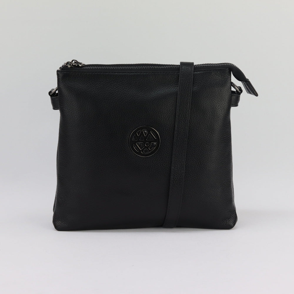 Willow & Zac Jacqui leather or suede crossbody black BLACK HARDWARE