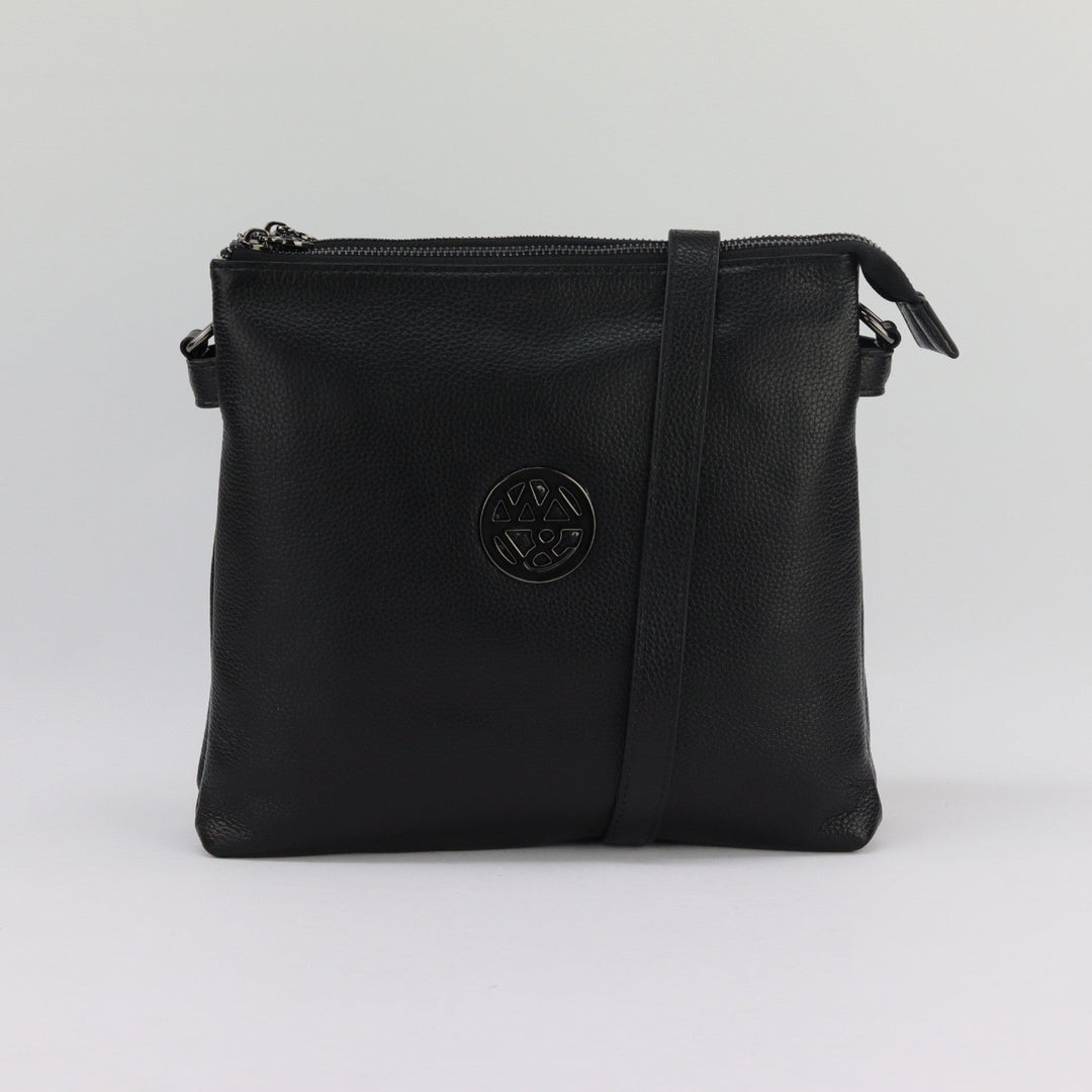 Willow & Zac Jacqui leather or suede crossbody black BLACK HARDWARE