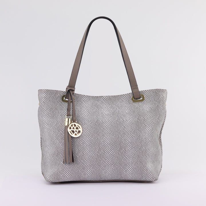 Willow & Zac Kiera leather tote white fog