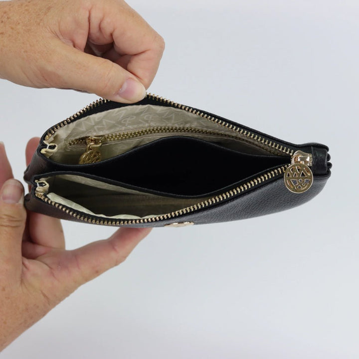 Willow & Zac Polly leather wristlet clutch caramel #colour_caramel