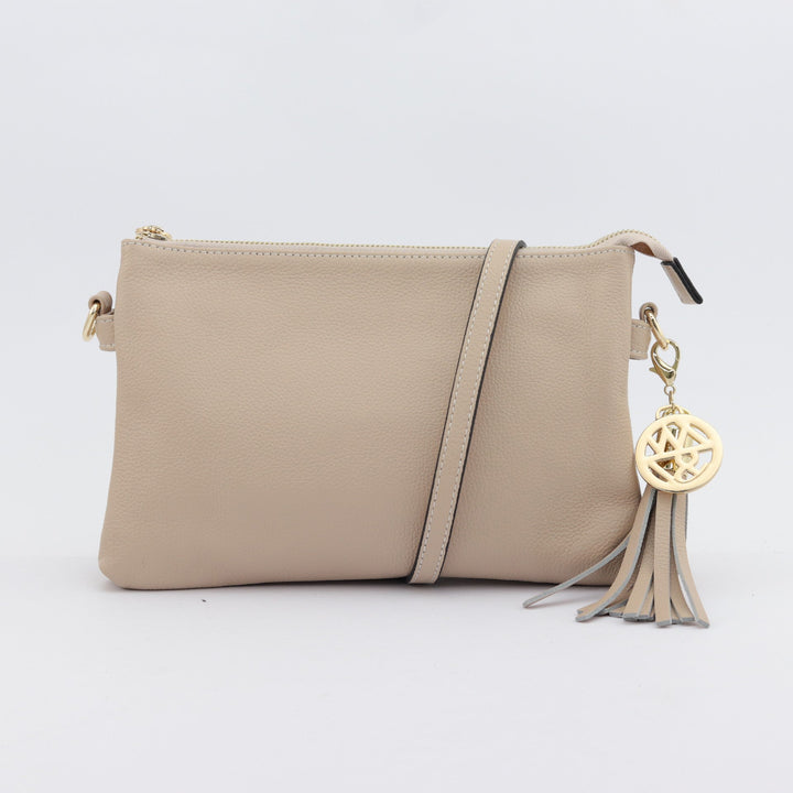 Willow & Zac Ruby leather clutch crossbody bag nude #colour_nude